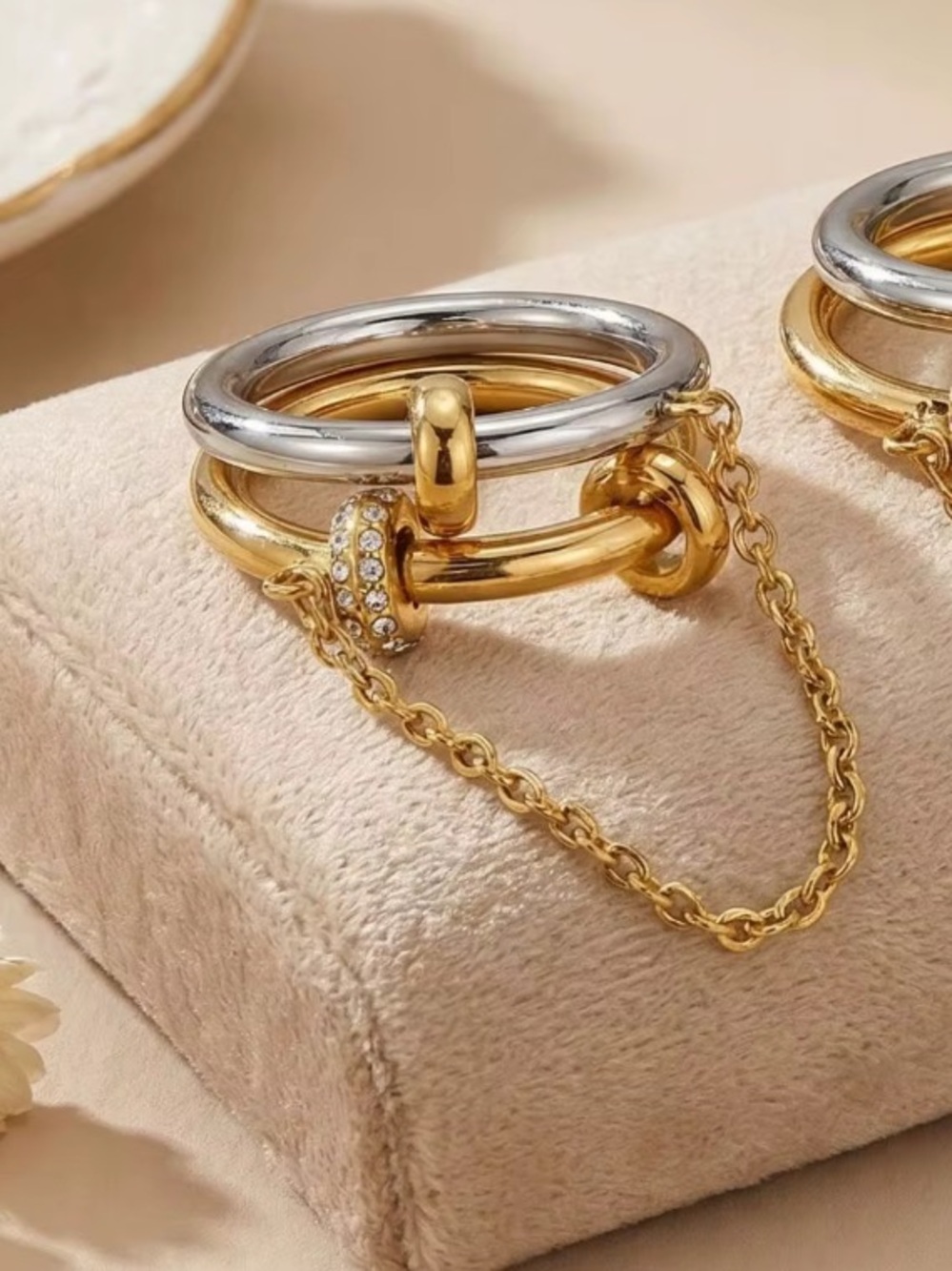 Double Chain 18K Gold Plated Stainless Steel Size 7, 8, 9 available - Picture 3 of 5